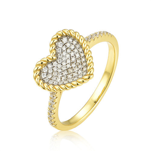 925 Siver 14ct Gold Plated Cubic Zirconia Set Heart Cluster Ring – Imperial Time