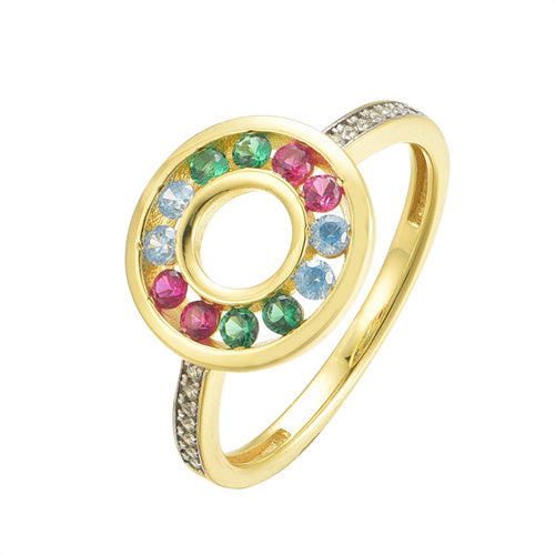 925 Siver 14ct Gold Plated Multo Col Cubic Zirconia Set Circle of Life Ring – Imperial Time