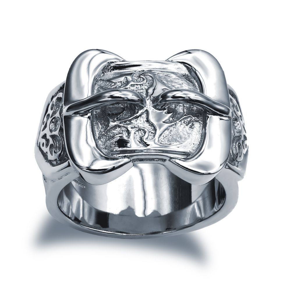 925 Sterling Silver hand finished premium weight carved double buckle design ring – Imperial Time
