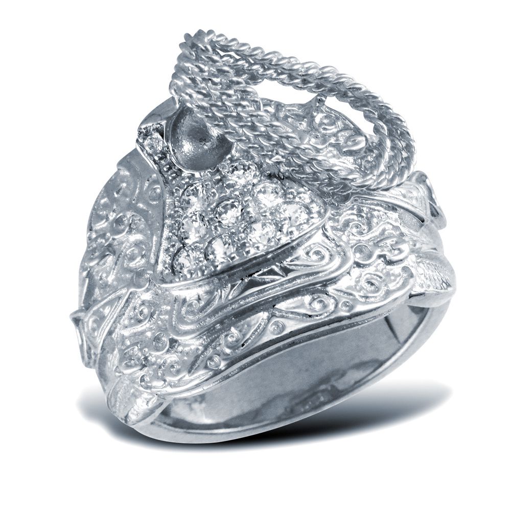 925 Sterling Silver hand finished heavy weight saddle ring hand-set with cubic zirconia stones – Imperial Time