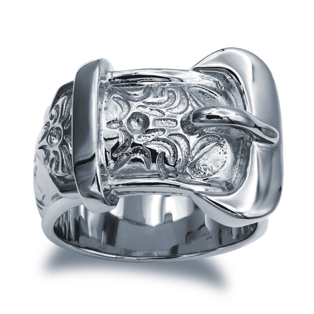 925 Sterling Silver hand finished premium weight carved buckle design ring – Imperial Time