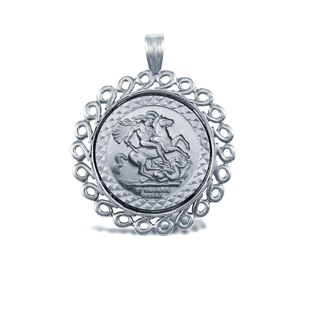 925 Silver Sovereign Pendant Mount Swirl Design