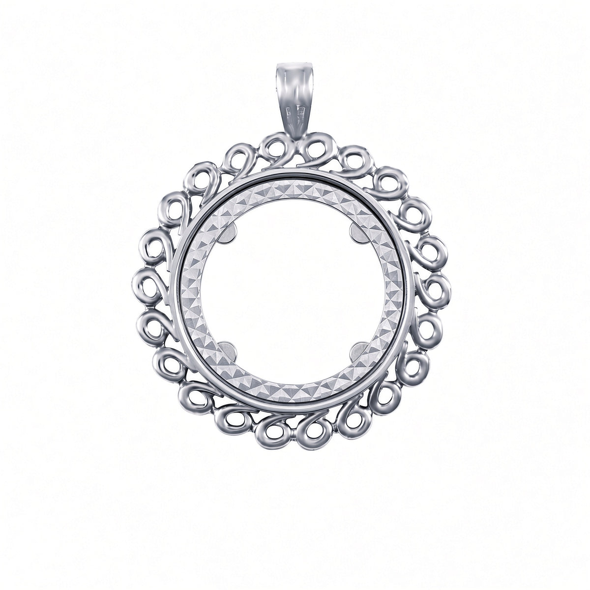 925 Silver Full Sovereign Pendant Mount Swirl Design – product view
