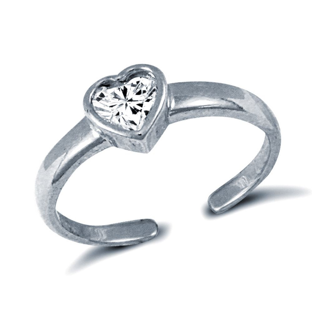 925 Silver Cubic Zirconia Set Heart Toe Ring – Imperial Time