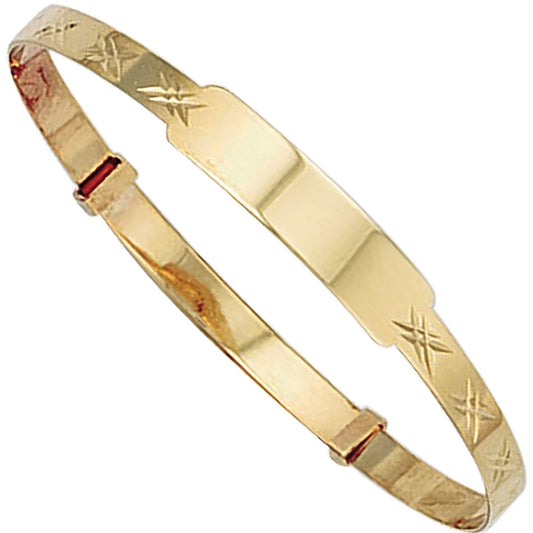 Yellow Gold D/c Expandable Id Baby Bangle