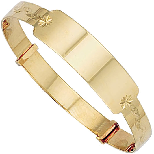 Yellow Gold D/c Expandable Id Baby Bangle