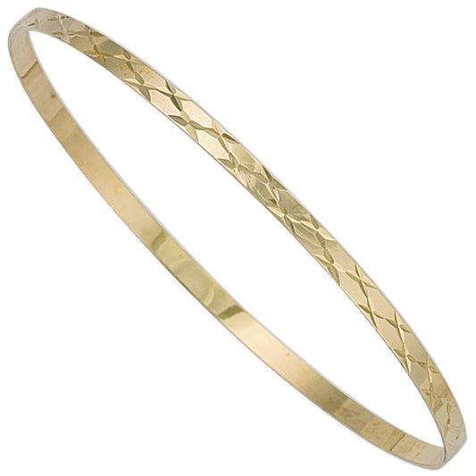 Yellow Gold 3mm D/c Slave Bangle