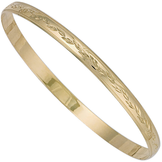 Yellow Gold 5mm D/c D - Shaped Slave Bangle