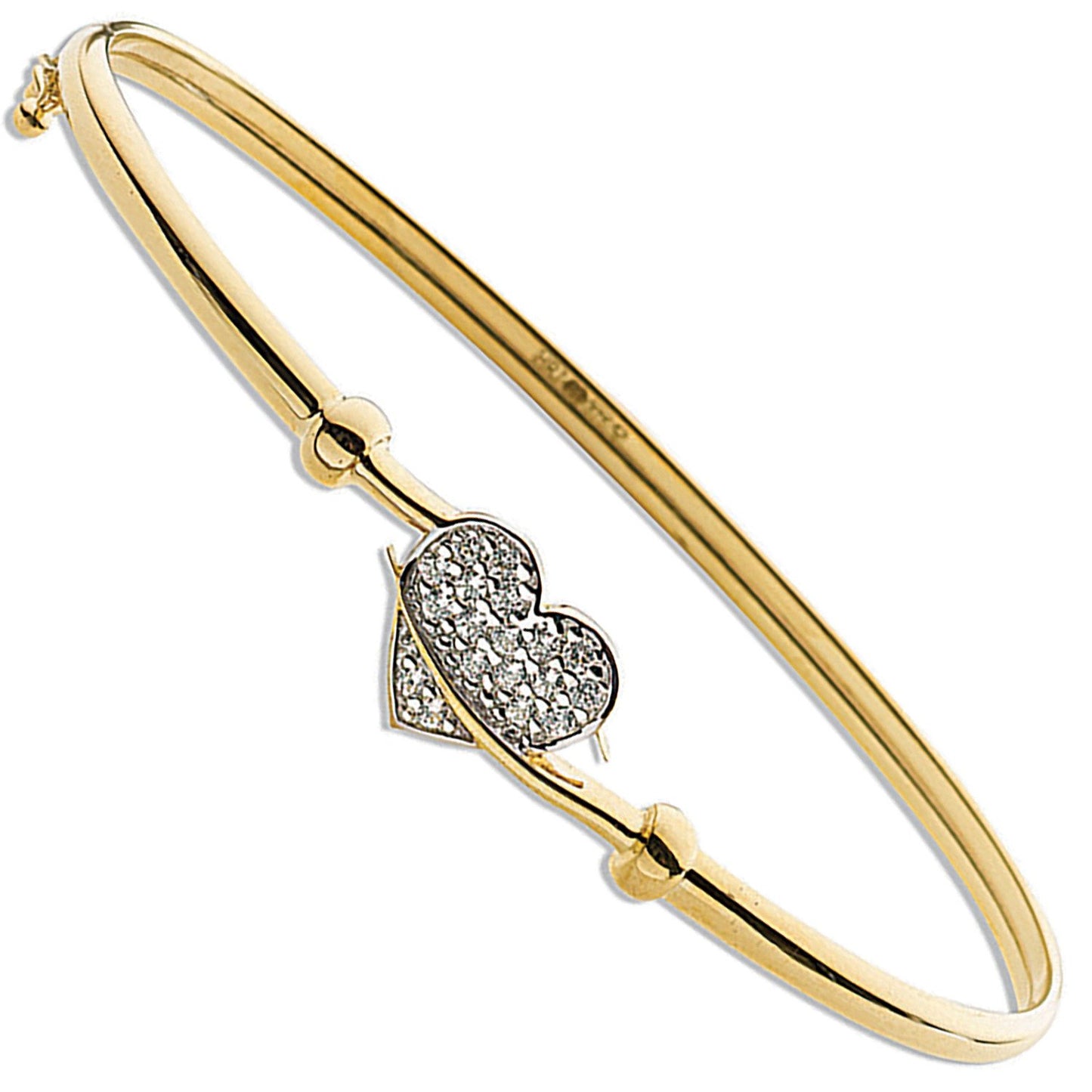 Yellow Gold Cubic Zirconia Heart Bangle