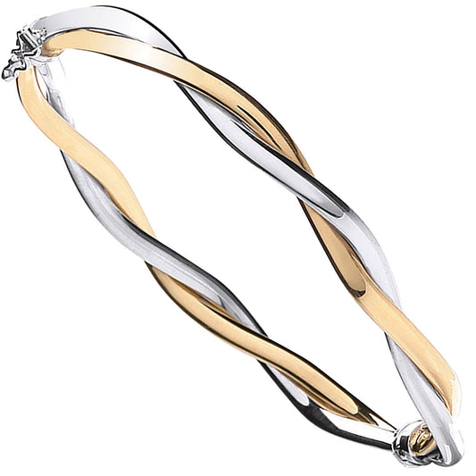 Yellow & White Gold Fancy Twisted Bangle