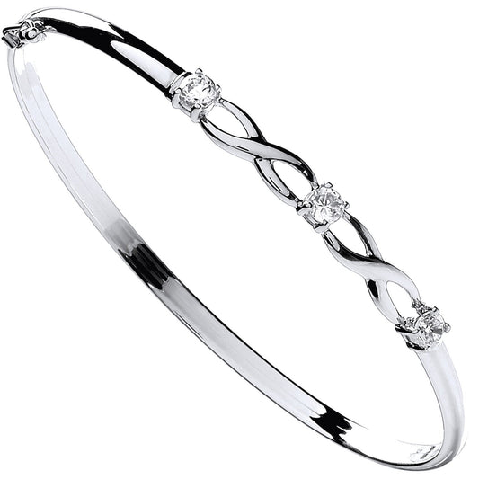 White Gold Cubic Zirconia Bangle