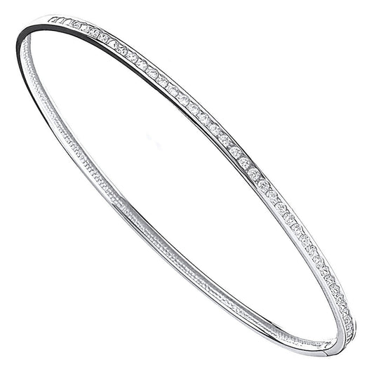 White Gold Cubic Zirconia 3mm Bangle