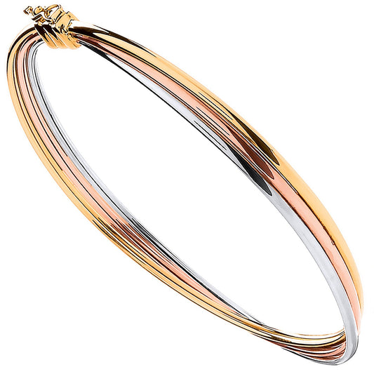 Yellow White & Rose Gold Russian Wedding Bangle