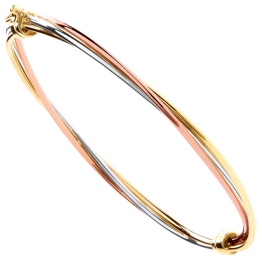 Y, White & Rose Gold Hollow Tube Ladies Bangle