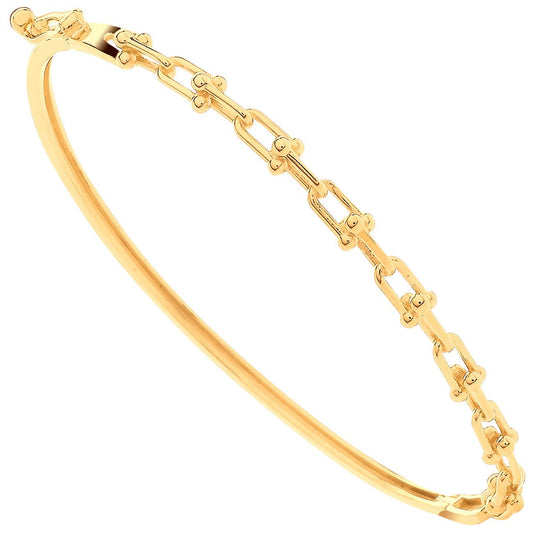 Yellow Gold Bike Lock Link Ladies Bangle