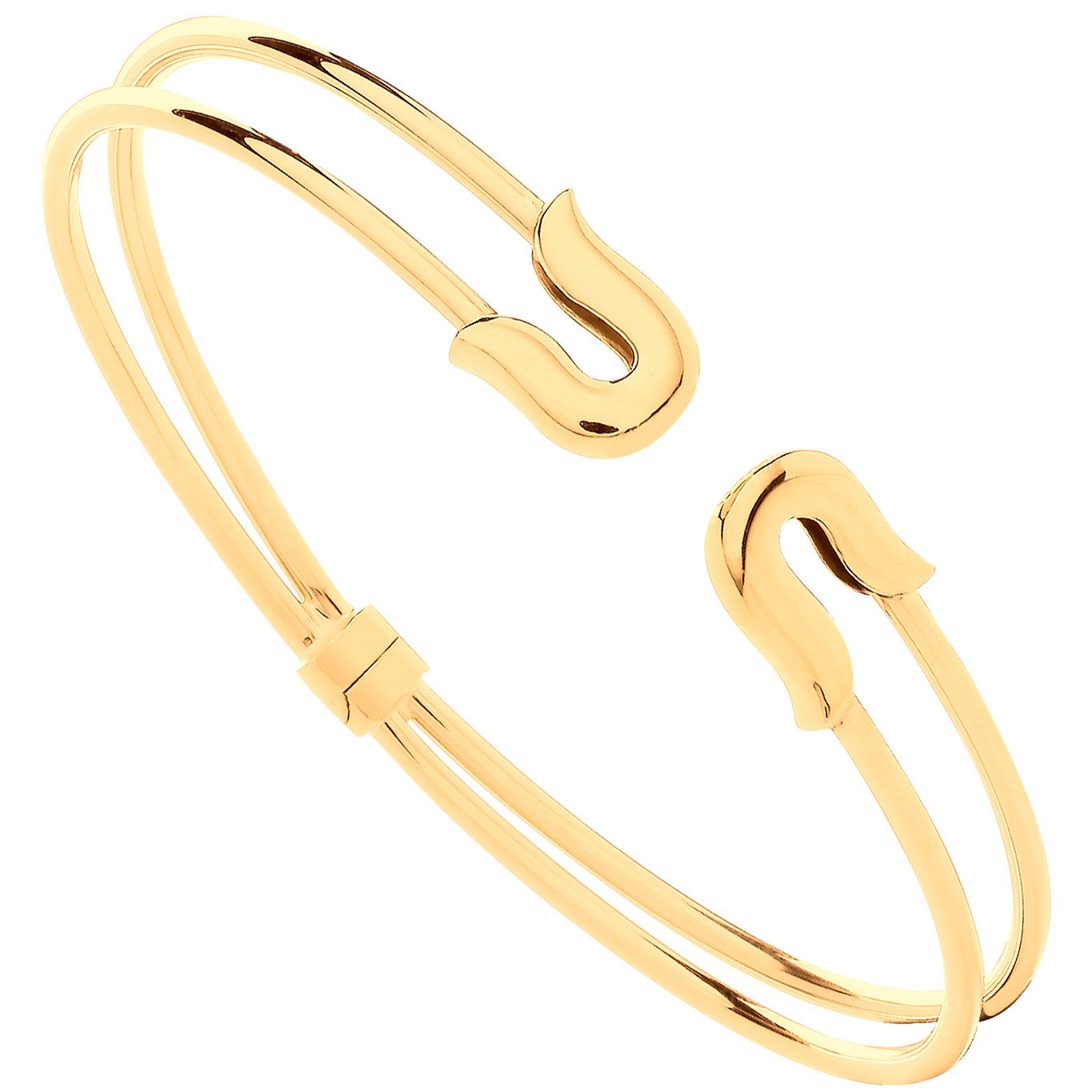 Yellow Gold Safety Pin Style Ladies Bangle