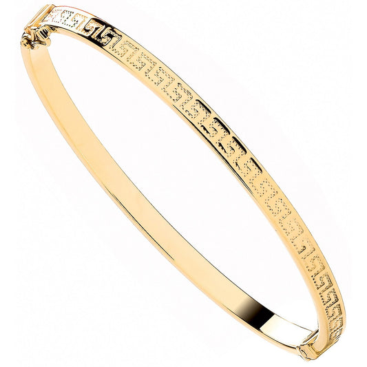 Yellow Gold Greek Key Ladies 4.2mm Bangle