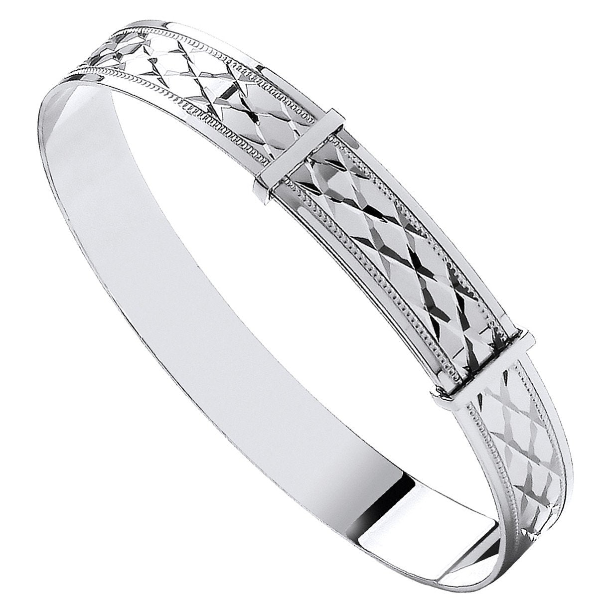 White Gold D/c Expandable Baby Bangle