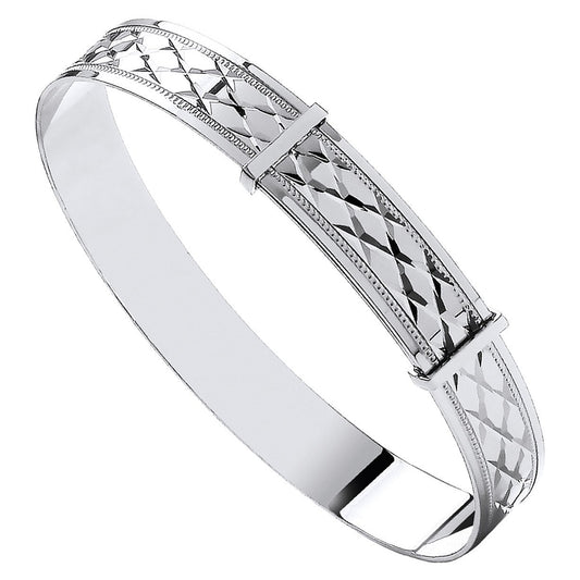 White Gold D/c Expandable Baby Bangle