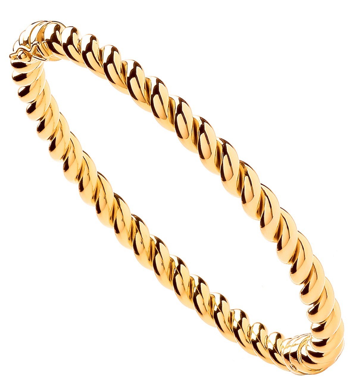 Yellow Gold Hollow Twist 5.5mm Bangle
