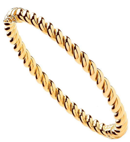 Yellow Gold Hollow Twist 5.5mm Bangle
