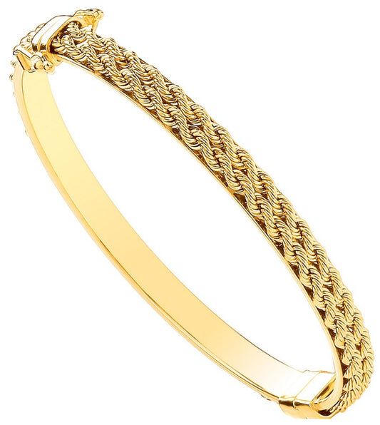 Yellow Gold Rope Chain 5.3mm Hollow Bangle