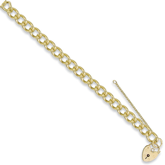 Yellow Gold Open Curb & Padlock Charm Bracelet