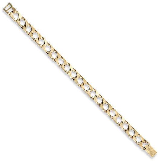 Yellow Gold 8mm Plain & Bark Casted Curb Bracelet