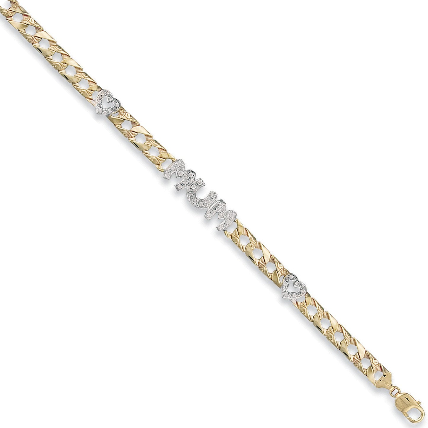 Yellow Gold Cubic Zirconia Mum & Heart Bracelet