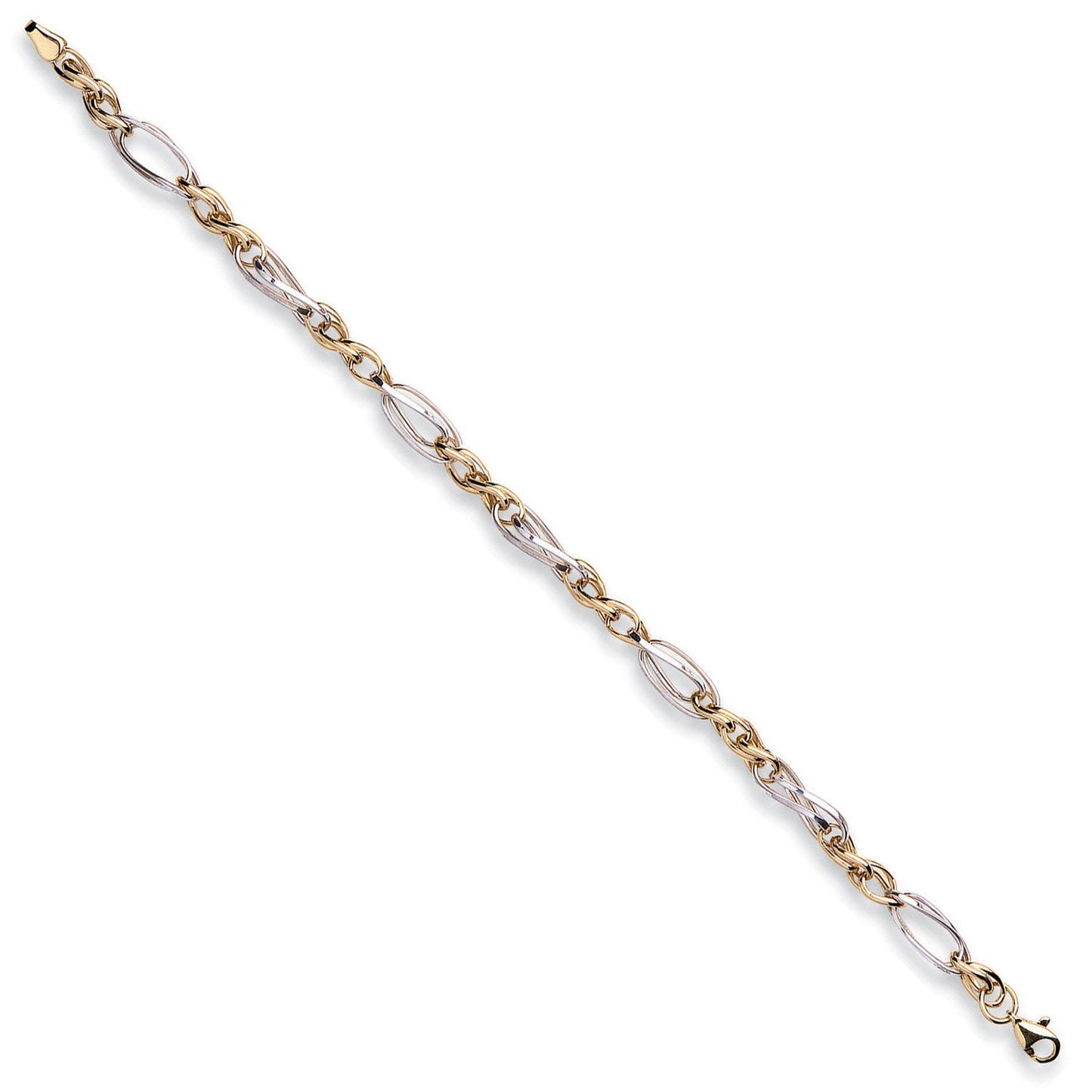 White & Yellow Gold Fancy Oval Linked Bracelet