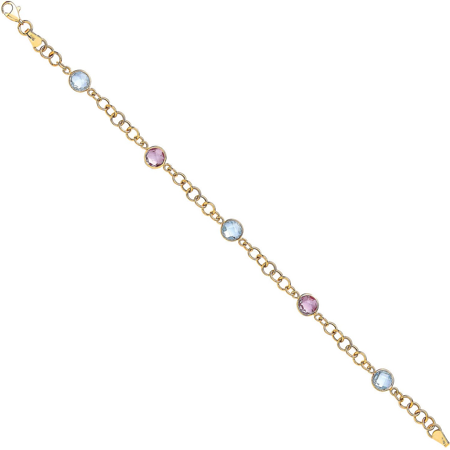Yellow Gold Genuine Amethyst & Blue Topaz Bracelet