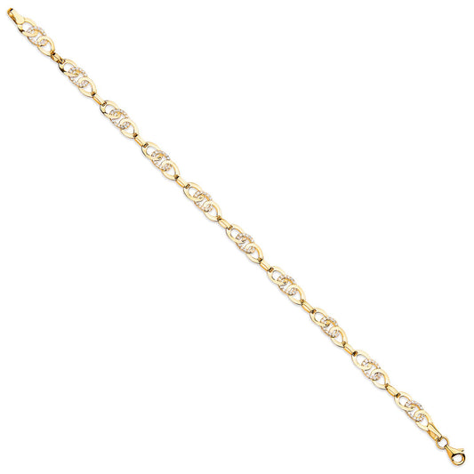 Yellow Gold Cubic Zirconia Entwined Links Bracelet
