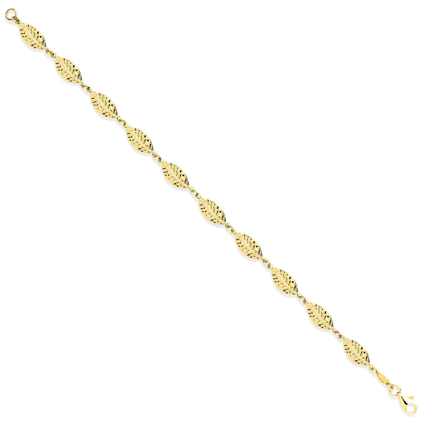 Yellow Gold 6mm Leaf Motif Ladies Bracelet