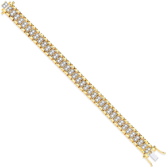 Yellow Gold Fancy Link Cubic Zirconia Child/ladies Bracelet