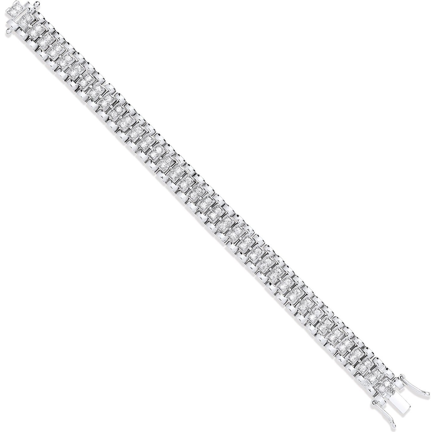 White Gold Fancy Link Cubic Zirconia Child/ladies Bracelet