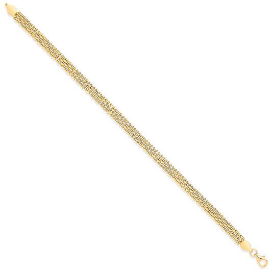 Yellow Gold Panther Link 5 Row Ladies Bracelet