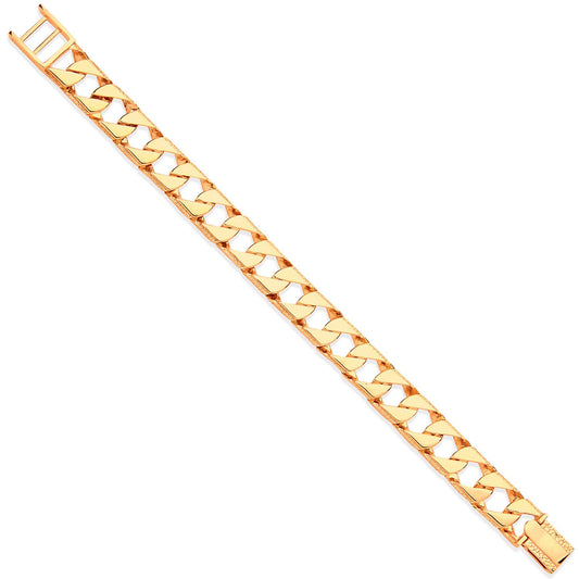 Yellow Gold 12mm Casted Grain Edge Gents Bracelet