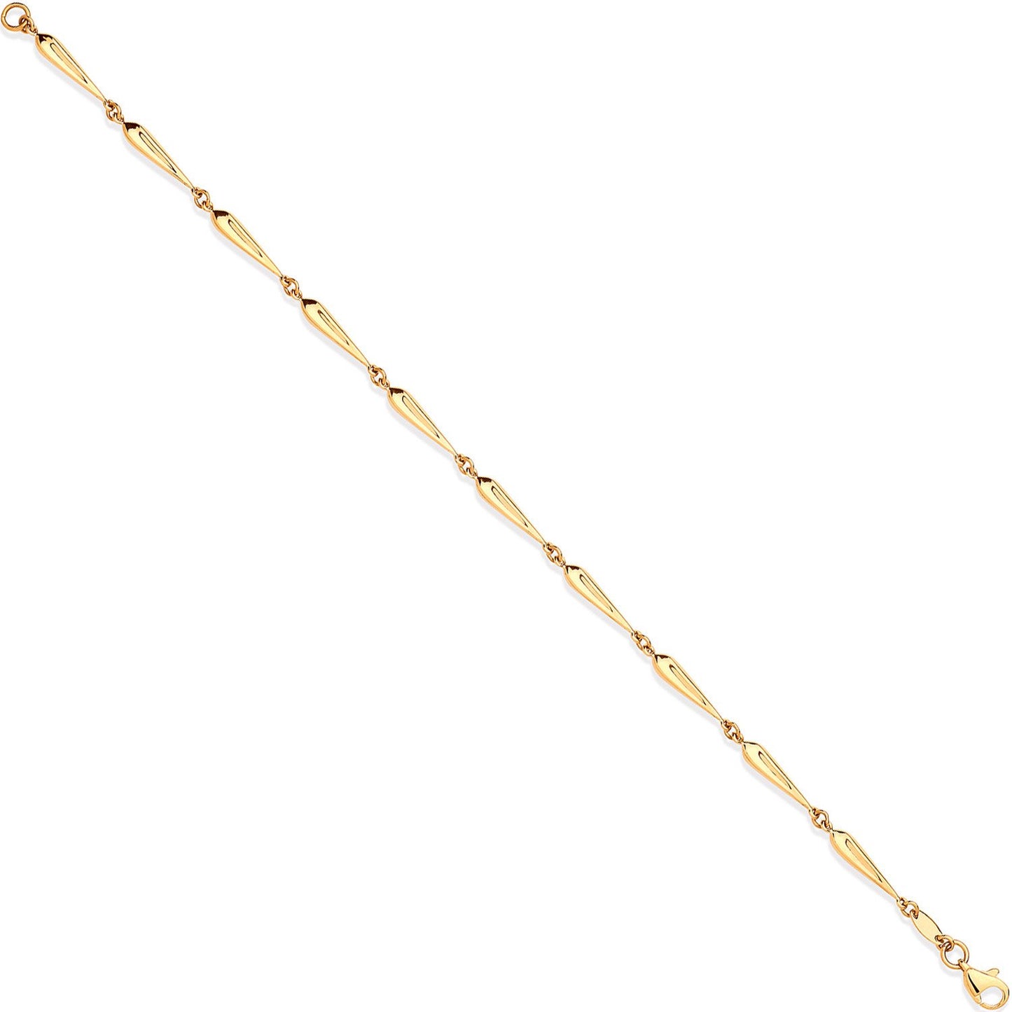 Yellow Gold Elongated Teardrop Link Ladies Bracelet