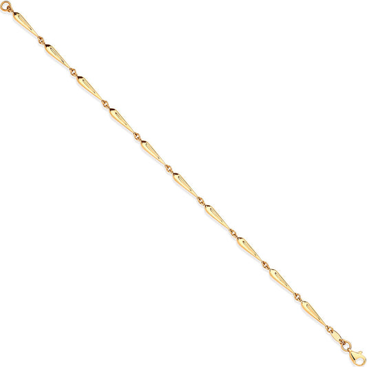 Yellow Gold Elongated Teardrop Link Ladies Bracelet
