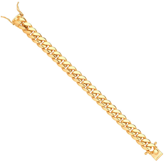 Yellow Gold 12mm Cuban Link Solid Gents Bracelet