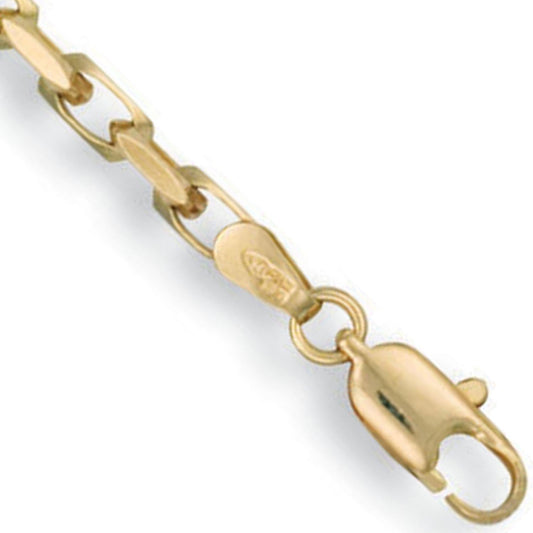Yellow Gold 3.5mm Diamond Cut Oval Belcher Chain
