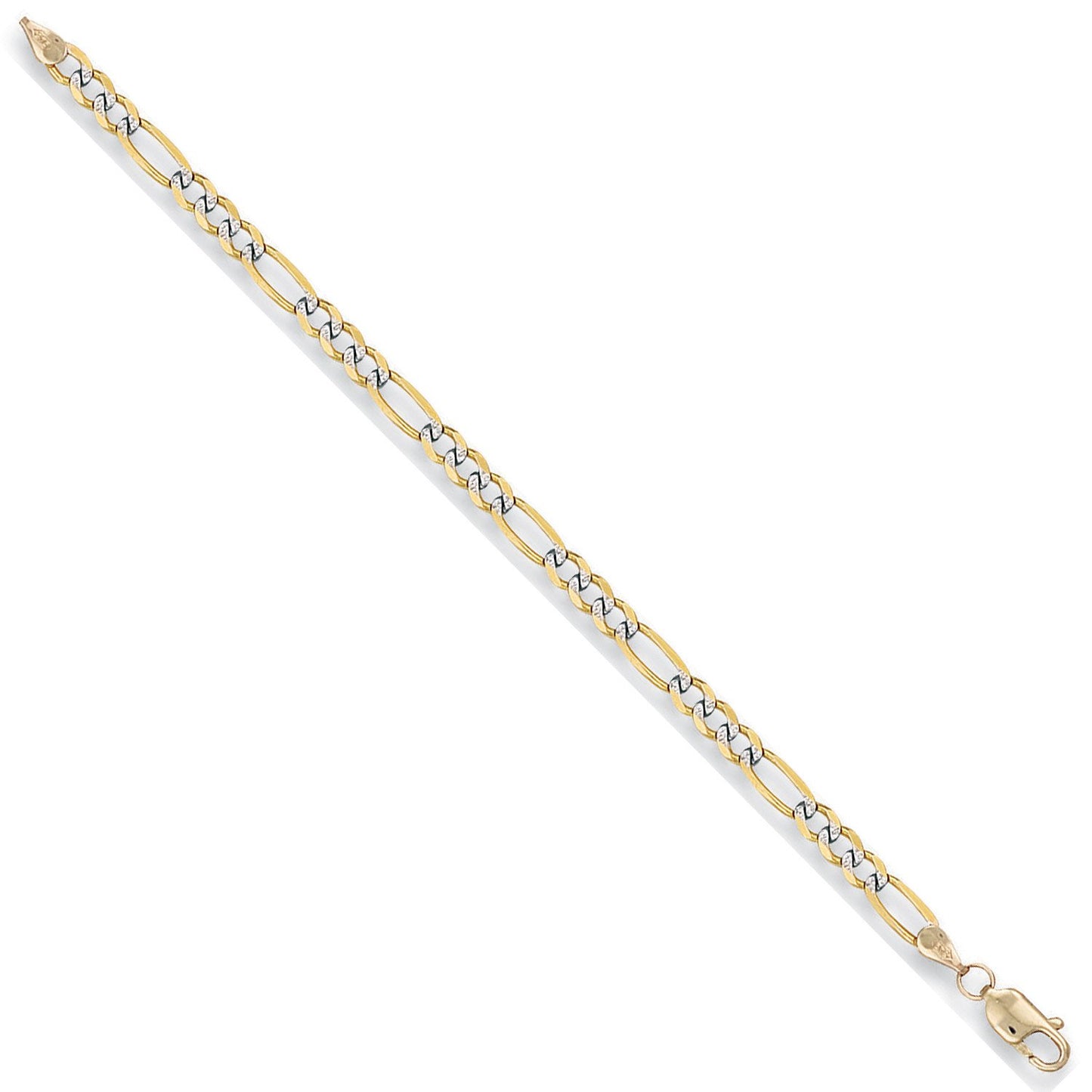 Yellow Gold Rhodium Plated 3.7mm Figaro Chain