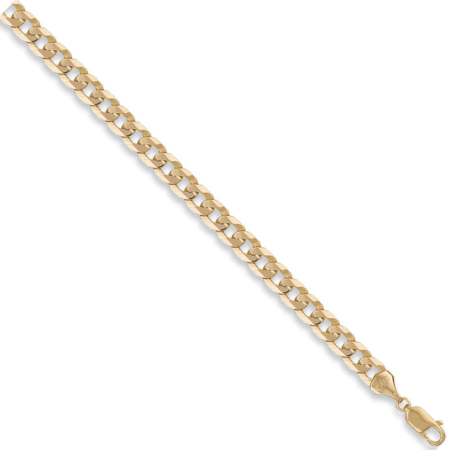 Yellow Gold 7.4mm Flat Curb Chain
