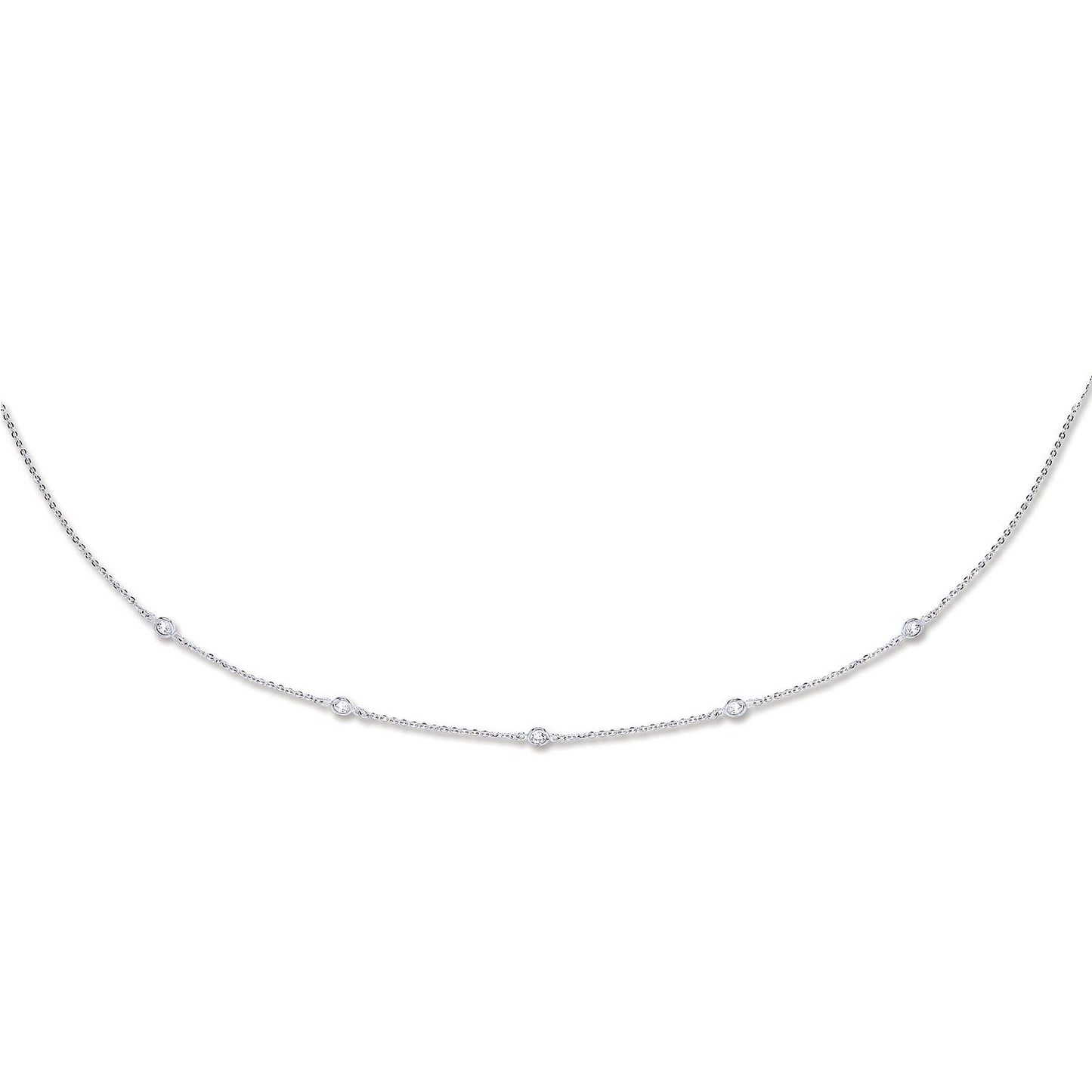 White Gold Cubic Zirconia By The Yard Cubic Zirconia Bracelet & Necklace (07", 18" & 36")