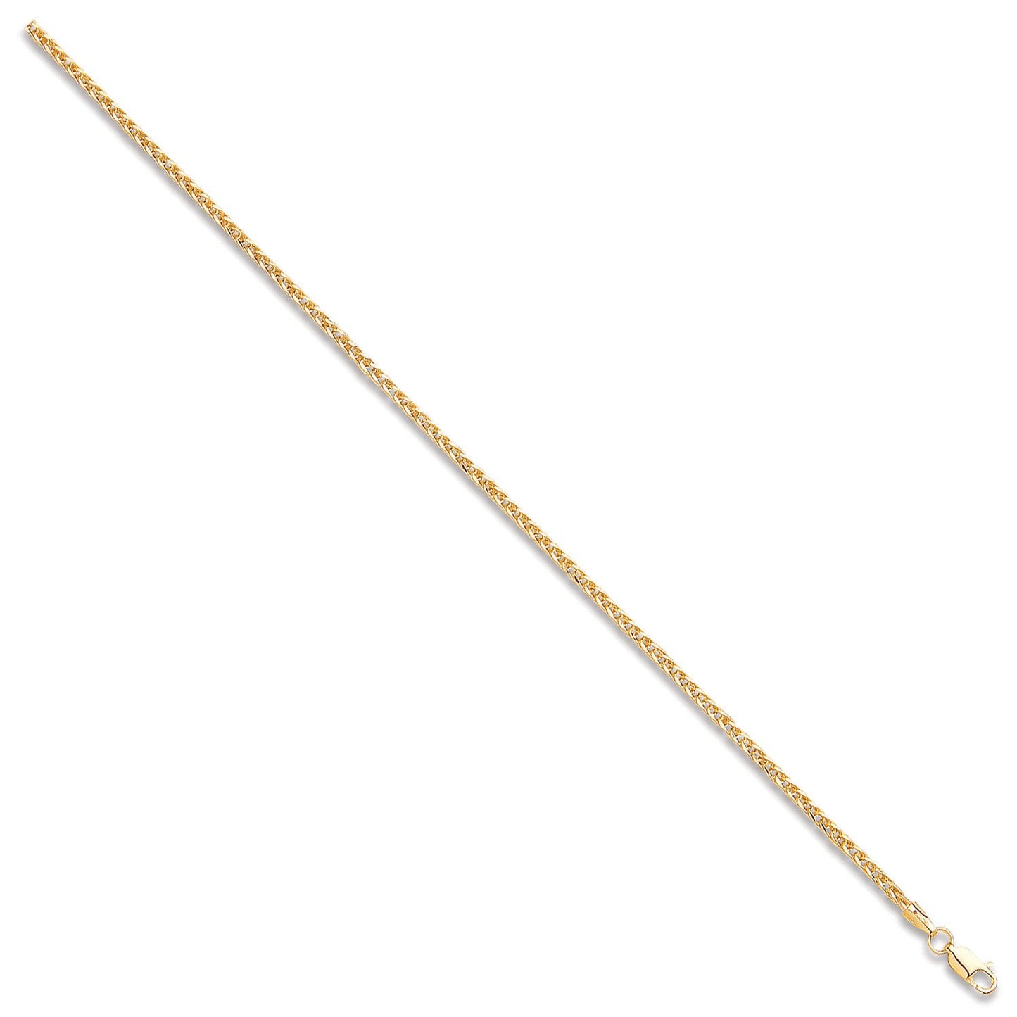 Yellow Gold 2.4mm Hollow Square Spiga Chain/bracelet