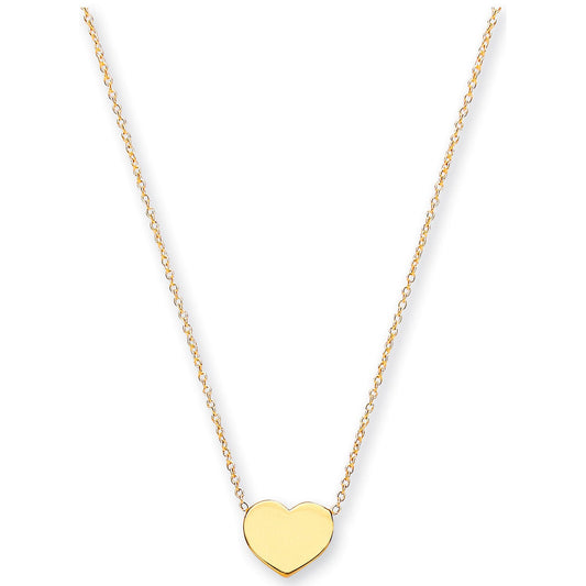 Yellow Gold Rolo Chain With Heart, 18" Necklace