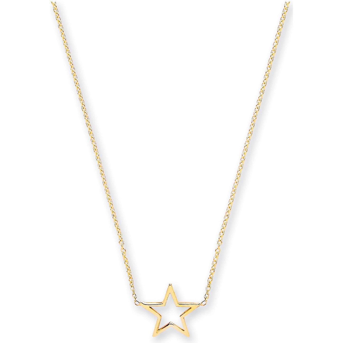 Yellow Gold Rolo Chain With Star Adjustable From 18" To 16"/17"
