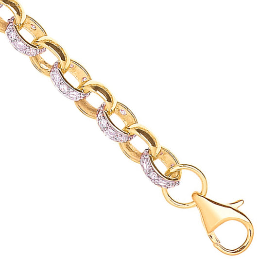 Yellow Gold 8.0mm Plain & Cubic Zirconia Belcher 8.3mm Chain