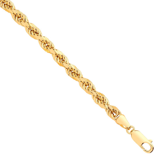Yellow Gold 4.5mm Semi Solid D/c Rope Chain