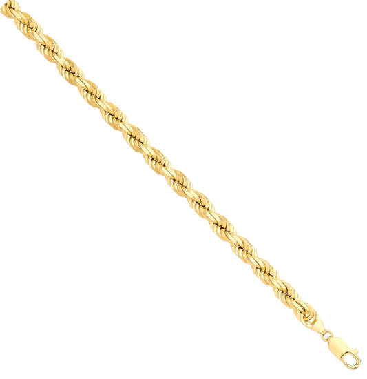 Yellow Gold Solid D/c 7.5mm Rope Chain
